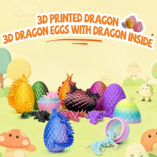 3D Printed Dragon Eggs with Dragon Inside,Prefilled Easter Eggs Filled,Articulated Flexible Dragon,Easter Advent Calendar Easter Basket Stuffers,Collectibles for Adults Teens Boy (24PCS) - color: 24pcs
