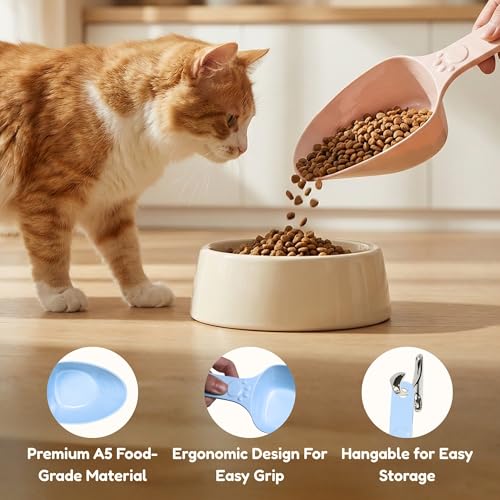 Dog Food Scoop 1 Cup, One Cup Measuring Cup, Food Grade Melamine Pet Food Measuring Scoop with 1/2 & 1/4 Cup Markings, Long Handle Food Scoop For Cat, Brid, Rabbit, Dishwasher Safe(Green + Blue) - color: Green + Blue