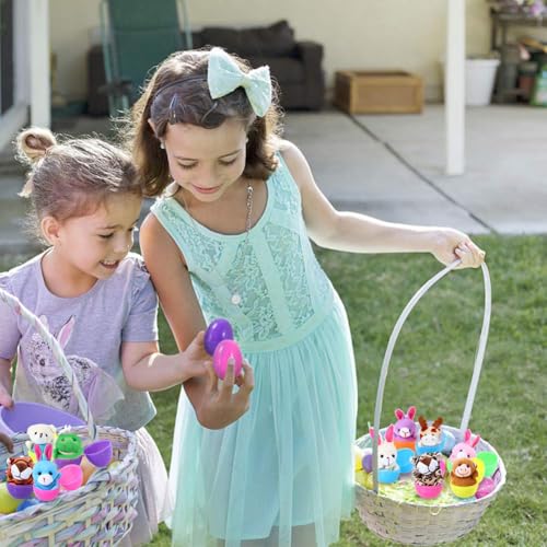 12 pcs Easter Eggs Filled with Mini Plush Animals Toy | for Easter Basket Stuffers/Fillers, Easter Eggs Hunt, Easter Party Favor - size: 12PCS