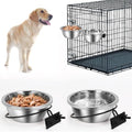 Crate Bowls for Large Dogs, ShineMe Heavy Duty Hanging Dog Bowls for Kennel Cage Crates, No Spill Stainless Steel Dog Crate Water Bowl or Large and Medium Dogs, 56oz, Set of 2 - color: Silver (56oz+56oz)