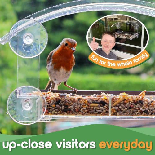 Window Bird Feeder with Strong Suction Cups - (Upgraded 2026 Model) Clear Acrylic Feeder Window for Cats Bird House Gift