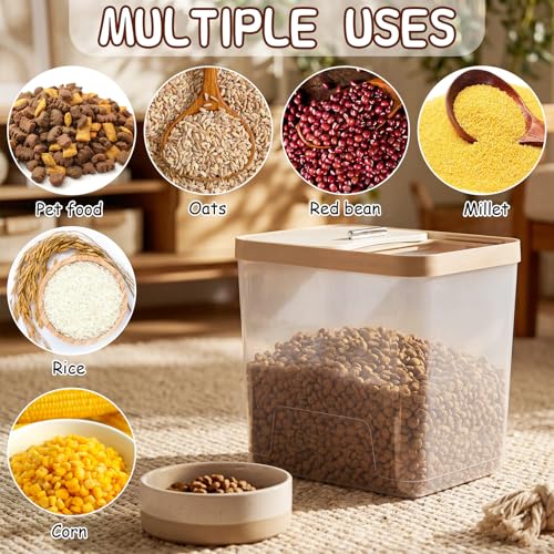 Lounsweer 4 Piece Pet Food Storage Container Dog Cat Treat Storage Container Large Airtight Rice Dispenser with Measuring Scoops for Dog Cat Bird Food Flour Kitchen Supplies(Clear,11 Lb, 22 lb) - size: 11 lb, 22 lb