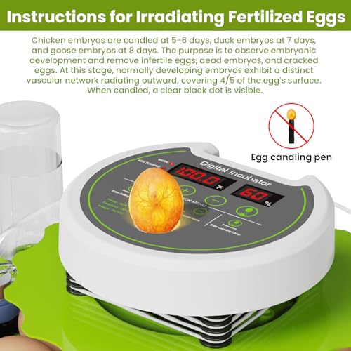 18-Egg Incubator with Automatic Egg Turning & Humidity Control, HD Panoramic View, Built-in Candler for Hatching Chicken, Duck, Quail Eggs Farms, Science Labs, Classroom, Home Use