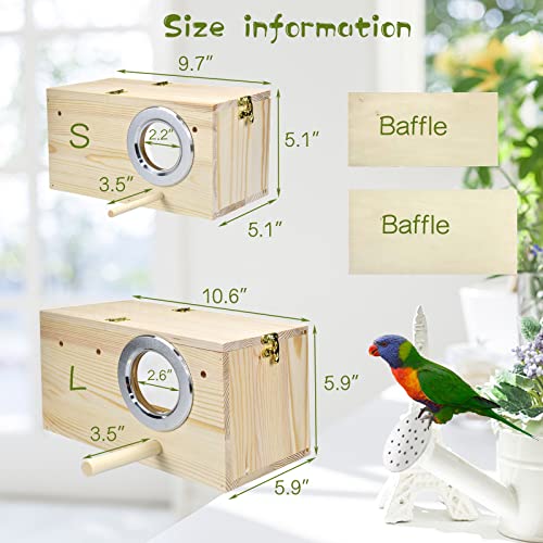 Parakeet Nesting Box Cockatiel Nesting Natural Pine Bird Nest Bird Breeding Box House Acrylic Transparent Bird Box with Detachable Wooden Board for Lovebirds Cockatiel Budgie Conure Parrot S - size: S(9.1*5.7*5.7 inch)