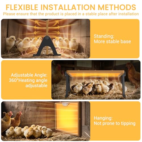 Chicken Coop Heater Brooder Plate, 180W Dual-Heating Chicken Heater | Thermostat | Cycle Mode | Light, Remote Control Chick Heater for Coop, Adjustable Chicken Warmer for Poultry, UL-Compliant - color: Brown