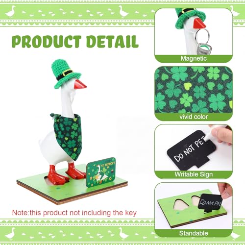 Relaxweex Magnetic Goose Key Holder Cute Resin Goose Statue with Mini Bow Tie Writable Interchangeable Signs Chalk for New Apartment Housewarming Gifts Office Table Desk Home Decor (Bandana) - style: Bandana