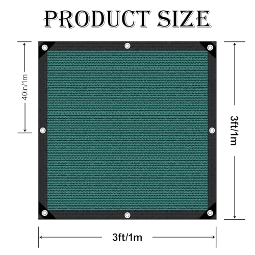 80% Shade Cloth-Durable UV Blocking Mesh Tarp for Garden,Patio,Greenhouse & Chicken Coop-Sun Shade Cover with Grommets for Plants,Dog Kennel,Outdoor Use[Green 3×3FT] - size: 3x3FT