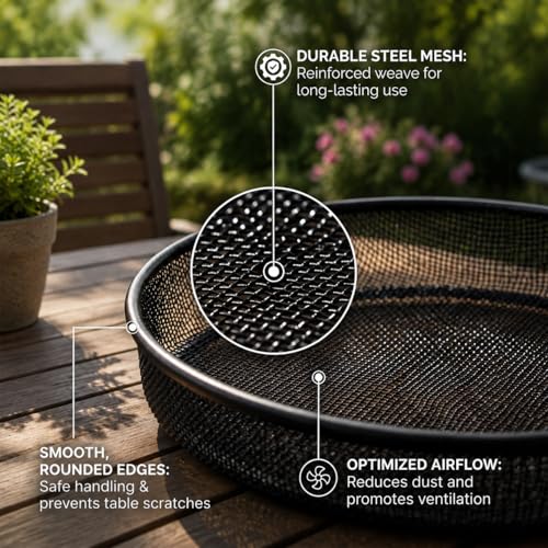 2 Pack Metal Bird Feeder Tray - 7 Inch Mesh Tray Platform for Outdoors Backyard Porch, Drainage Mesh Holes, Easy to Refill & Clean, Weatherproof - color: Black