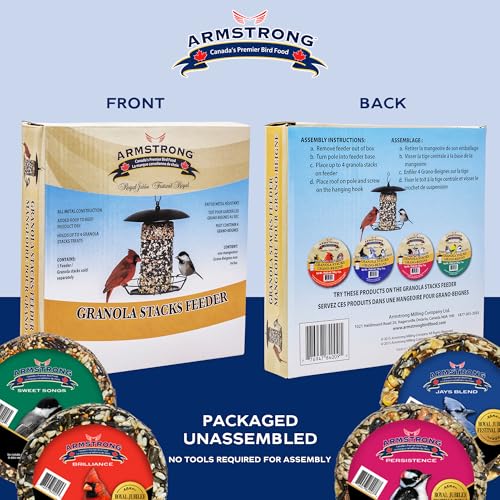 Armstrong Royal Jubilee Granola Stack Feeder + 4 Granola Stacks Assorted Bundle - Durable 12-Inch Hanging Feeder with Premium High-Energy Treats for Wild Birds - style: Granola Stack Bundle