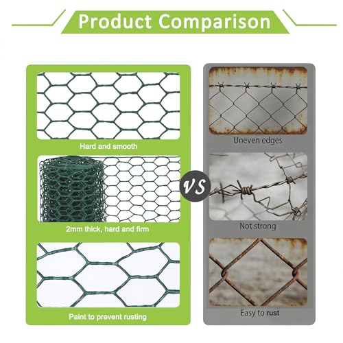 Chicken Wire for Floral Arrangements - Heavy Duty Galvanized Hexagonal Wire Netting for Garden, Floral Arrangements, Crafts, 4 inch(H) x 158 Inch(L), with Gloves, Cable tie, Plier