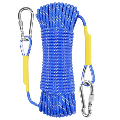 X XBEN Outdoor Climbing Rope 10M(32ft) 20M(64ft) 30M(96ft) 50M(160ft) 70M(230ft) 152M(500FT) 352M(1000FT) Static Rock Climbing Rope for Escape Rope Ice Climbing Equipment Fire Rescue Parachute - color: Blue, size: 1/3 Inch x 64 Feet