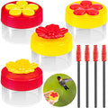 Hand Hummingbird Feeder, 4Pcs Mini Flower Hand Held Hummingbird Feeder with 4Pcs Cleaning Brush, Window Humming Wild Bird Feeders for Outdoor Supplies