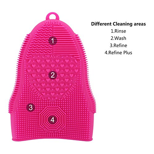 Makeup Brush Cleaner Mat Mitt Glove Silicone Cosmetic Cleaning Scrubber Tool for Face Brushes and Eye Brush Washing Pad Pink - color: Pink