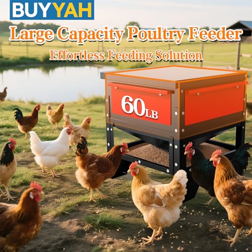 60-90lb Automatic Chicken Feeder | All Metal Poultry Feeder, No Waste Waterproof Chicken Feeder, Suitable for Geese, Ducks, Turkeys, Quails - size: 80LB