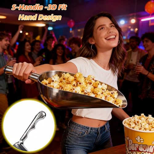 Ice Scoop, Heavy Duty Cast Aluminum, Ergonomic S-Curve Handle, Commercial Grade for Ice, Coffee, Popcorn, Flour, Sugar, Food-Grade & Rust-Proof Kitchen Tool (L (24oz)) - size: L (24oz)