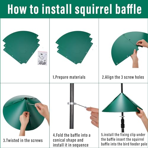 4 Sets 18 Inches Squirrel Baffle for Bird Feeder Pole, Outside Pole Mount House Guard Bird Feeder Baffle for Shepherd's Hook, Preventing from Squirrels, Raccoons(Green) - color: Green