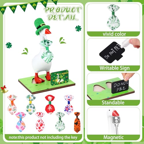 Relaxweex Magnetic Goose Key Holder Cute Resin Goose Statue with Mini Bow Tie Writable Interchangeable Signs Chalk for New Apartment Housewarming Gifts Office Table Desk Home Decor(Tie) - style: Tie