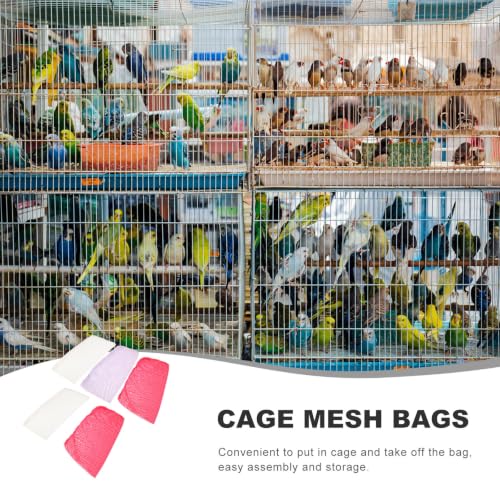5pcs High-Elastic Breathable Parrot Carrying Bags with Hollow-Out Mesh Design Cloth Material Lightweight Bird Transport Carrier for Outdoor Use Random Color