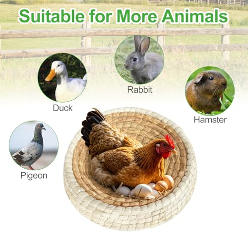 Chicken Nest for Chicken Coop, Handmade Woven Flat Base Straw - 2 Pack 15.5"x15.5"x3.5" Premium Laying Hen Nesting Pads (2 nest)