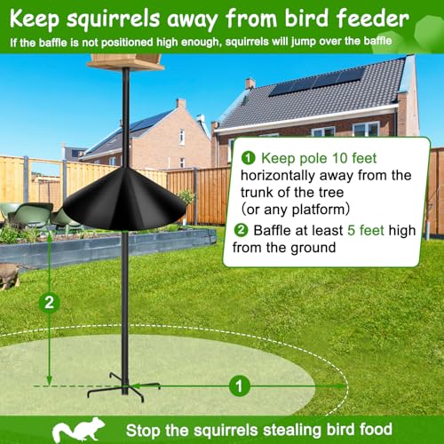 PP Squirrel Proof Baffle, Pole Mount Squirrel Guard Stopper for Outdoors Bird Feeder Pole - (Black, 16inch,1 Pack) - size: 16IN-1Set