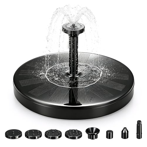 Solar Bird Bath Fountains, 2026 Upgrade 1.4W Solar Fountain Pump with 6 Nozzles, Free Standing Floating Solar Powered Water Fountain Pump for Bird Bath, Garden, Pond, Water Feature Outdoor (1, 6.3in) - size: 6.3in