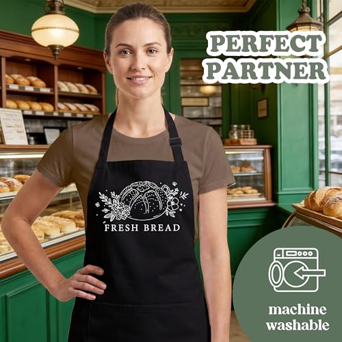 Fresh Bread Sourdough Apron for Women with Large Pockets - Funny Baking Aprons, Adjustable Professional Kitchen Apron for Bread Making, Grilling - Unique Sourdough Gifts for Bakers & Moms - C21 - color: Fresh Bread