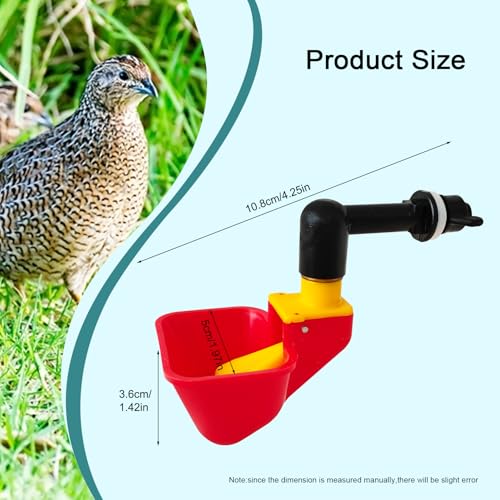 C Automatic Waterer System Chick Drinker Cups 1L Hanging Automatic Fill Poultry Watering Cup Used for Cages (red, 1)
