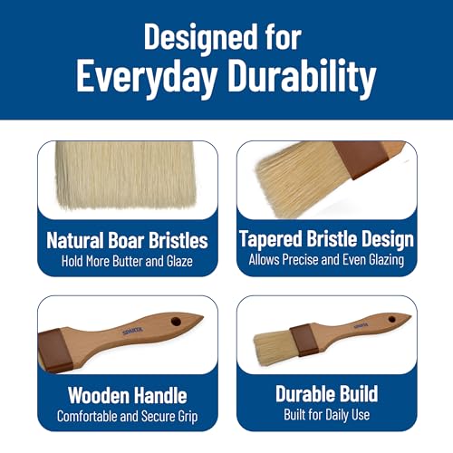 SPARTA Kitchen Basting Brush – 4037300 Basting Brush for Cooking Flat Boar Bristle Brush, Hardwood Handle for Kitchens, Restaurants, Catering, High Heat Food Prep, 1.5in, Pack of 12 - size: 8.25" x 1.5" (Pack of 12)