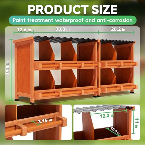 Chicken Nesting Boxes,10 Compartments Wooden Nesting Boxes for Chickens,Laying Nest Boxes for Hens Ducks Poultry Protect Eggs Chicken Coops Easy Egg Collection (10 BOXS) - size: 10 BOXS