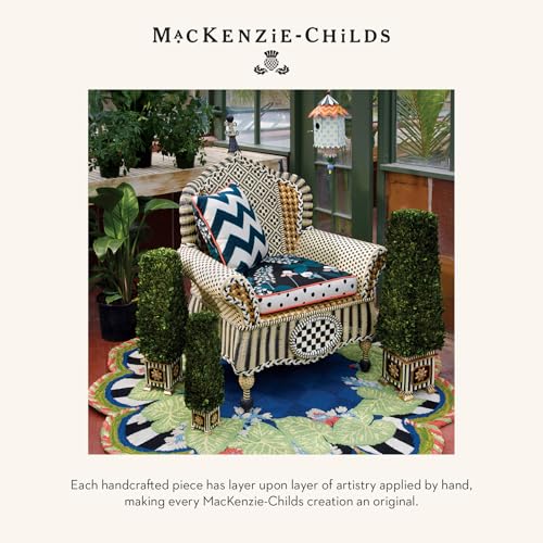 MACKENZIE-CHILDS Metal Birdhouse, Flyer's Folly | Hand-painted design, made from iron, decorative birdhouse and outdoor garden decor, 9.25" dia. x 19" H