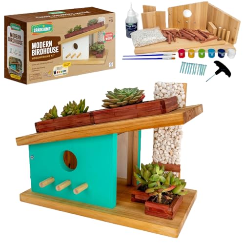 Modern Birdhouse Woodworking Kit | Complete DIY Birdhouse for Kids & Adults, Build Your Own BirdhouseKit for Creative Woodworking Crafts