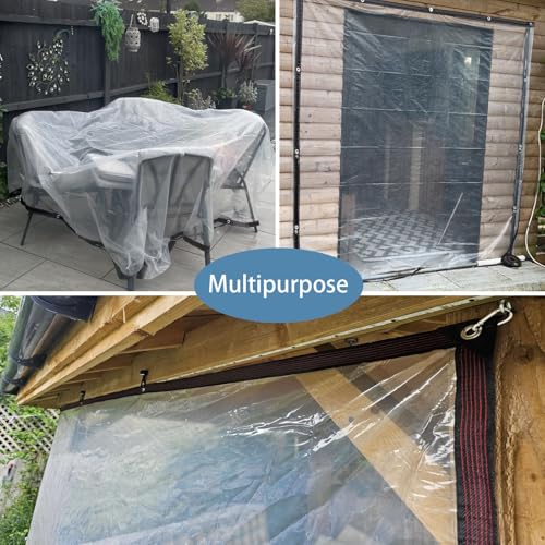 Clear Tarp 6x10 FT Waterproof Heavy Duty Vinyl Cover with Grommets for Patio Enclosure Plants Chicken Coop & Porch Winter Protection - size: 6X10FT