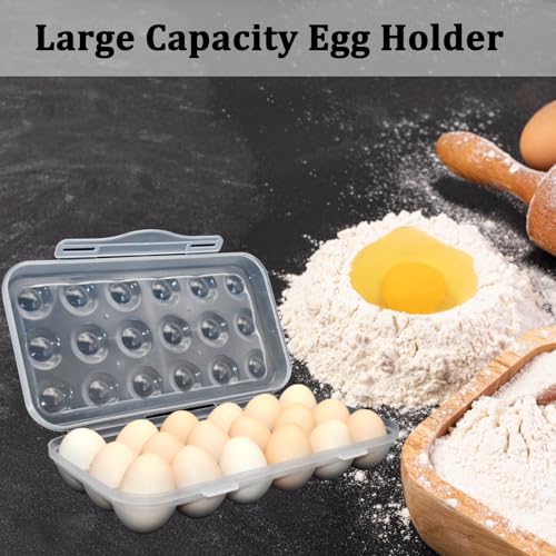 18 Grid Egg Container for Camping, 2 Packs Refrigerator Egg Rack Holder Plastic Storage Box Organizer with Lid for Refrigerator Camping Hiking Outdoor Activities