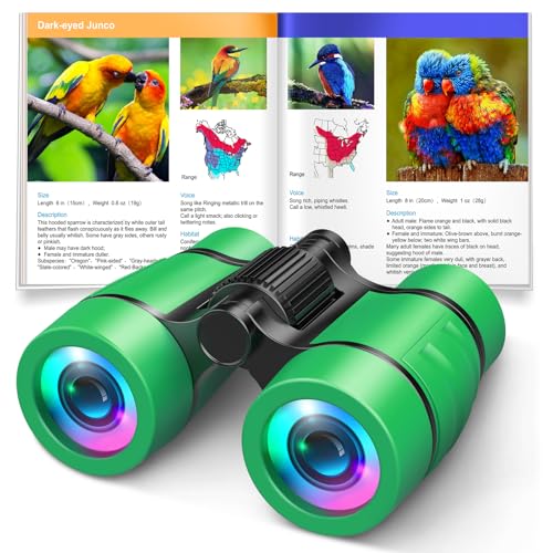 LET'S GO! Boy Toys Age 3-7 Kids Binoculars for Bird Watching|Hiking|Camping Toy for 3 4 5 6 7 Year Old Boy Girl Christmas Birthday Gifts Outdoor Travel Toys for Kid Boys Ages 3-6 Stocking Stuffers - color: Green