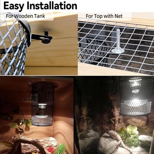 kathson 2 Pcs Reptile Heat Lamp Guard,Reptile Anti-Scald Mesh Cage Guard Lampshade,150W Ceramic Heat Emitter Heat Lamp Shade Fixture for Snake Lizard Turtle Frog,Without Bulb - size: 2 PCS | Reptile Heat Lamp Guard