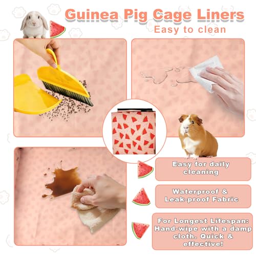 Waterproof Guinea Pig Cage Liners, Washable & Reusable Small Animal Cage Mat, for Rabbit, Hamster, Chinchilla, Hedgehog (Watermelon),C&C 36x36 inches - size: C&C 3x3(36x36 inches)