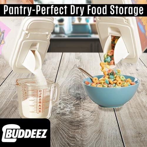Buddeez Bag In All Purpose Food 4 Piece Dispenser Set - Includes 2 x 8 Quart and 2 x 3.5 Quart Containers - Pet and Pantry Storage