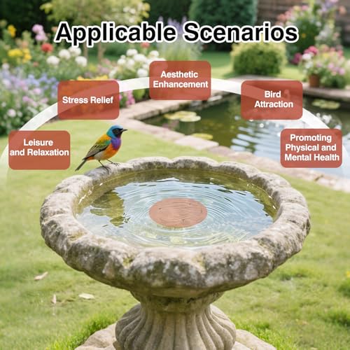 Bird Bath Copper Disc- Reinforced 99.99% Pure Copper Bird Bath Purification Basin with Three-Point Support Providing Physically Safe Clean Water Suitable for Outdoor Bird Baths