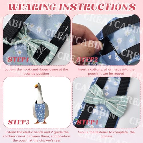 CREATCABIN 3Pcs 3 Styles Indoor Chicken Diaper Pet Duck Diapers Polyester Washable Waterproof Adjustable Reusable Ducking Clothes with Bow Tie for Real Chickens Birds Accessories 15.35 x 5.9 Inch