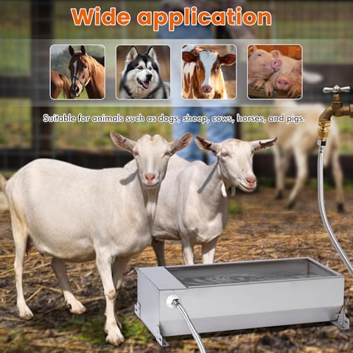 Automatic Dog Water Bowl Dispenser for Large Dogs Outdoor Auto Fill | Stainless Steel Automatic Livestock Water Trough Large Dog Waterer with Float Valve, for Chicken Geese Duck Goat Pig