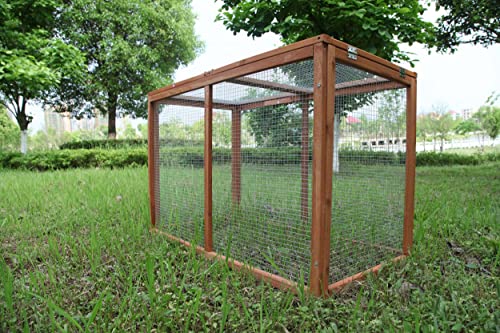 GOJOOASIS 40" Wooden Chicken Run Coop Outdoor Hen House | Poultry Cage, Fir Wood Build, Galvanized Wire Fence, Lockable Entrance, Holds 2-4 Chickens, for Backyard Garden Use - size: B