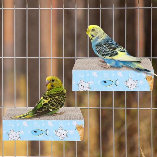 COMNICO 2 PCS Bird Chew Toy Parrot Cage Perch Cardboard Platform Bird Paw Grinding Stand for Cage Birds Resting Platform Stand Parrot Playground Exercise Toys ParakeetsCage Accessories - size: S