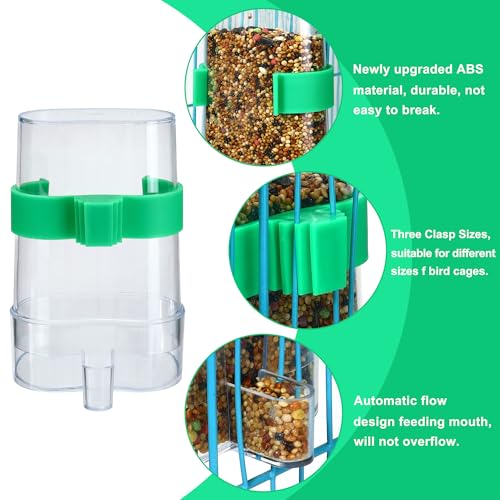 2 Pcs Automatic Bird Water Dispenser, Bird Water Feeder, Bottles Parrot Drinker Seed Food Container, Parakeet Cage Accessories for Parakeet Budgies Cockatiel Lovebird Small Birds Canary Finch