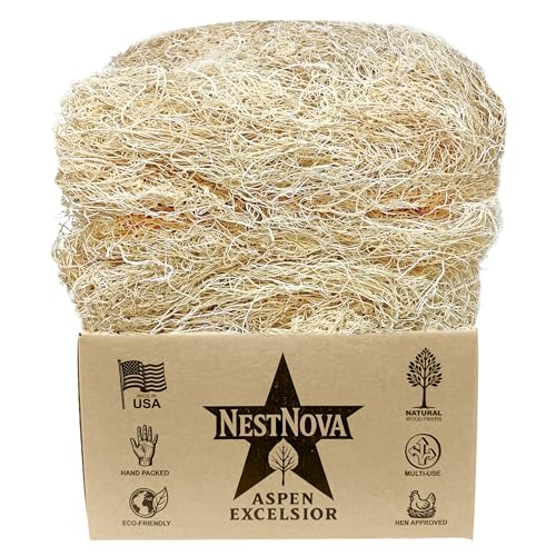 NestNova™ Aspen Excelsior, 2 lb Box of USA-Grown Aspen Fiber. Eco-Friendly Material for Chicken coops, Small pet Bedding, Crafts, and Gift Baskets. Biodegradable and Hand Packed. 2 Boxes (4 lbs)