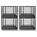 Homey Pet Two Tiers Heavy Duty Dog Crates for Large Dogs, 2 Pack | 47 Inch Stackable Large Dog Crate Cage with 4 Wheels, 2 Removable Trays and Grids, Multi Locks Strong & Solid Escape Proof - size: 47"L-2 Tiers-2P