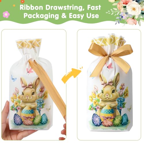 JOINDO 50 PCS Easter Treat Bags, 6x9 Inches fit Goodies and Small Gifts, Ribbon Drawstring Fast Packaging & Easy Use, Stand up Bottom, 3 Patterns, (Pattern 3) - color: Pattern 3