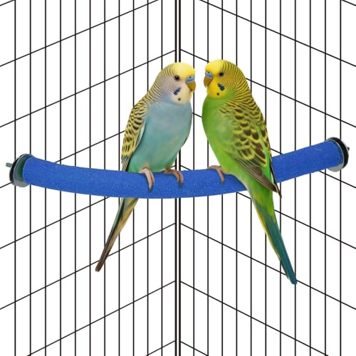 Rypet 90-Degree Parrot Perch for Cage Corner, Quartz Bird Perch (Blue S) | For Paw Grinding Clean Stick Exercise, Rough Quartz Surface, Cage Accessorie, Small Parakeets Cockatiel Conures - color: Blue-corner-90, size: Small