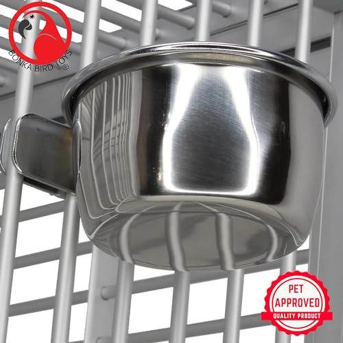 800120 5oz Stainless Steel Clamp Cup Feed Food Liquid Budgie Finch Parrot Parrotlet