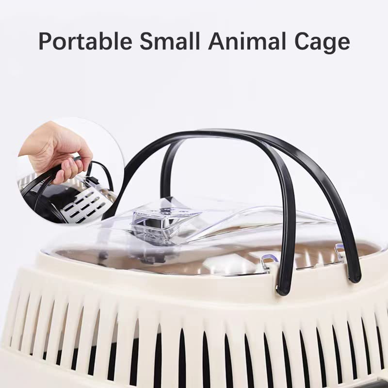 Pink Travel Small Animals Hamster Hedgehog Guinea Pig Cage Carrier for Hamsters Hedgehogs Ferret Bird Parrot Guinea Pig Travel Carrier Cage with Handle Breathable Small Animal Guinea Pig Cage Carrier - color: Pink