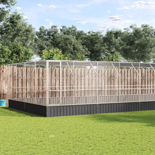Large Outdoor Bird Aviary with Extension, 327.6"x163"x83.5" Galvanized Steel Wire Mesh Parrot Cage, Walk in Poultry Pen Run for Chickens Ducks Rabbits, Silver - color: Silver-I